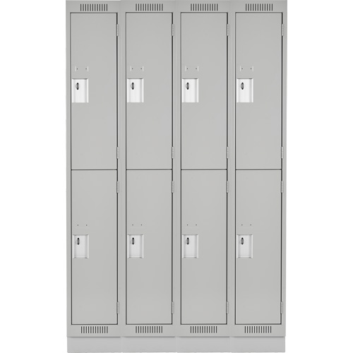 Clean Line Lockers, 2 -tier, Bank of 4, 48" x 18" x 76", Steel, Grey, Rivet (Assembled) Dufferin Supply