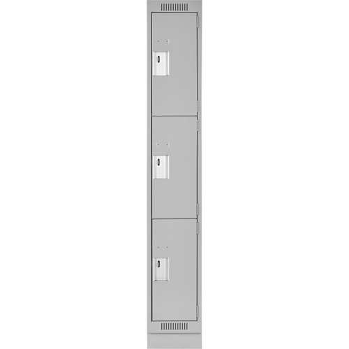 Clean Line Lockers, 3 -tier, 12" x 18" x 76", Steel, Grey, Rivet (Assembled) Dufferin Supply