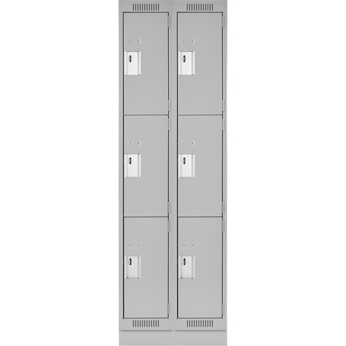 Clean Line Lockers, 3 -tier, Bank of 2, 24" x 18" x 76", Steel, Grey, Rivet (Assembled) Dufferin Supply