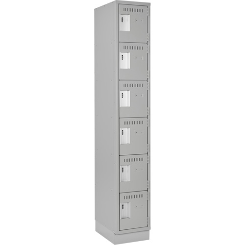Clean Line Lockerette, 6 -tier, 12" x 18" x 76", Steel, Grey, Rivet (Assembled) Dufferin Supply