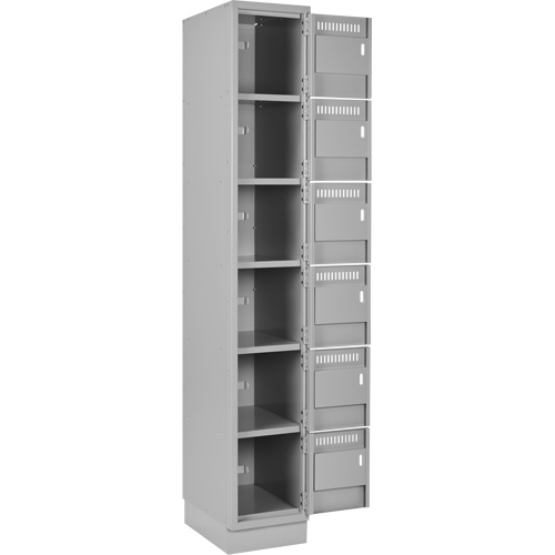 Clean Line Lockerette, 6 -tier, Bank of 3, 36" x 18" x 76", Steel, Grey, Rivet (Assembled) Dufferin Supply