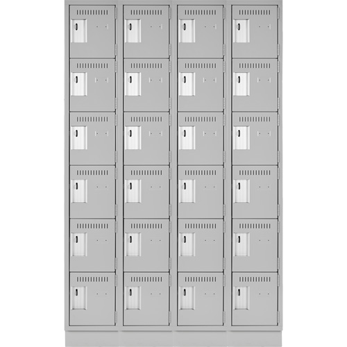 Clean Line Lockerette, 6 -tier, Bank of 4, 48" x 18" x 76", Steel, Grey, Rivet (Assembled) Dufferin Supply