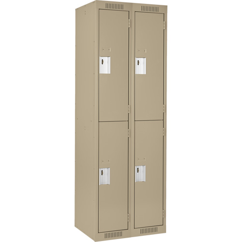 Clean Line Lockers, 2 -tier, Bank of 2, 24" x 18" x 72", Steel, Beige, Rivet (Assembled) Dufferin Supply