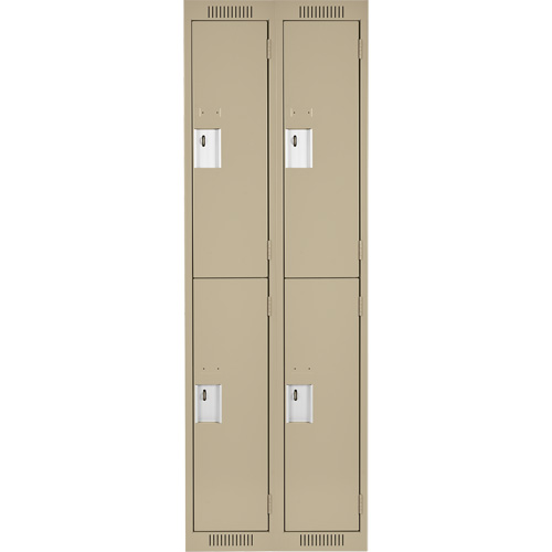 Clean Line Lockers, 2 -tier, Bank of 2, 24" x 18" x 72", Steel, Beige, Rivet (Assembled) Dufferin Supply
