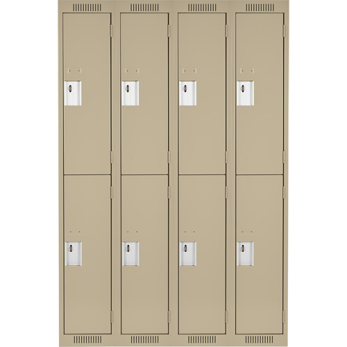 Clean Line Lockers, 2 -tier, Bank of 4, 48" x 18" x 72", Steel, Beige, Rivet (Assembled) Dufferin Supply
