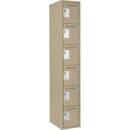 Clean Line Lockerette, 6 -tier, 12" x 18" x 72", Steel, Beige, Rivet (Assembled) Dufferin Supply
