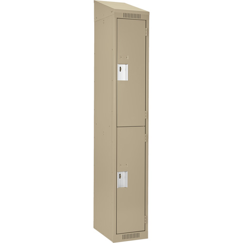 Clean Line Lockers, 2 -tier, 12" x 18" x 78", Steel, Beige, Rivet (Assembled) Dufferin Supply