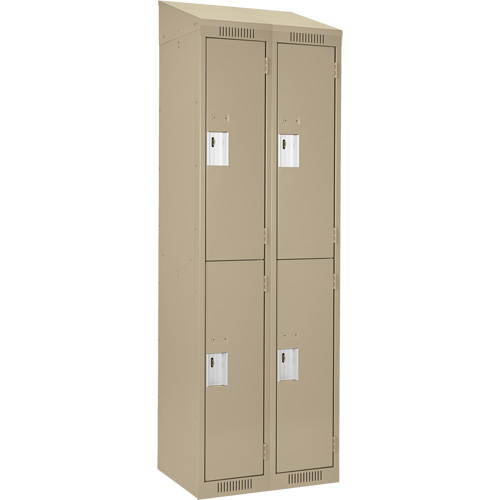 Clean Line Lockers, 2 -tier, Bank of 2, 24" x 18" x 78", Steel, Beige, Rivet (Assembled) Dufferin Supply