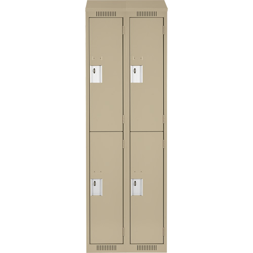 Clean Line Lockers, 2 -tier, Bank of 2, 24" x 18" x 78", Steel, Beige, Rivet (Assembled) Dufferin Supply