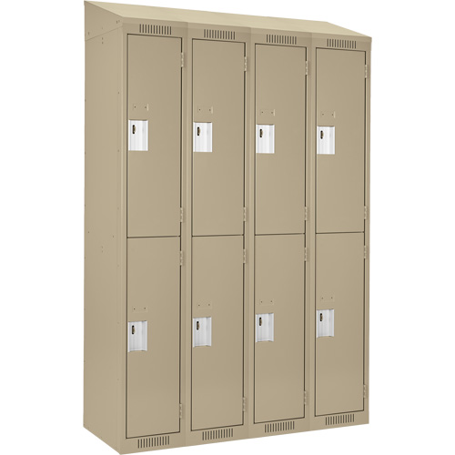 Clean Line Lockers, 2 -tier, Bank of 4, 48" x 18" x 78", Steel, Beige, Rivet (Assembled) Dufferin Supply