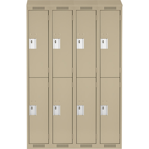 Clean Line Lockers, 2 -tier, Bank of 4, 48" x 18" x 78", Steel, Beige, Rivet (Assembled) Dufferin Supply