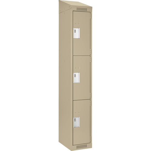 Casiers Clean Line, 3 niveaux, 12" x 18" x 78", Acier, Beige, Rivet (assembl&eacute;) Dufferin Supply