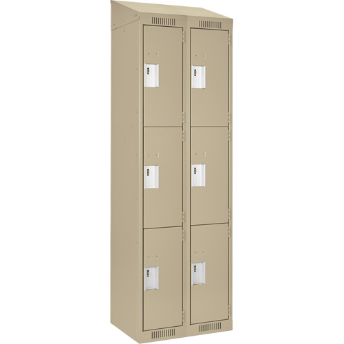 Clean Line Lockers, 3 -tier, Bank of 2, 24" x 18" x 78", Steel, Beige, Rivet (Assembled) Dufferin Supply