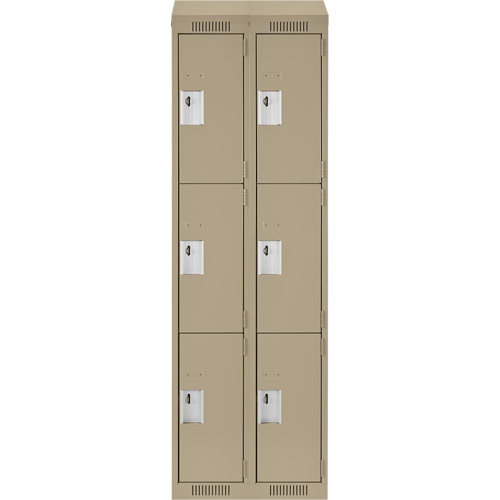 Clean Line Lockers, 3 -tier, Bank of 2, 24" x 18" x 78", Steel, Beige, Rivet (Assembled) Dufferin Supply