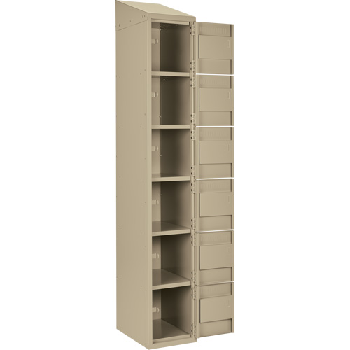 Clean Line Lockerette, 6 -tier, Bank of 3, 36" x 18" x 78", Steel, Beige, Rivet (Assembled) Dufferin Supply