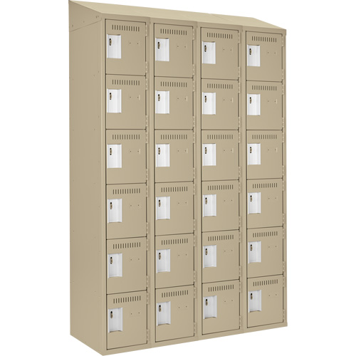 Clean Line Lockerette, 6 -tier, Bank of 4, 48" x 18" x 78", Steel, Beige, Rivet (Assembled) Dufferin Supply