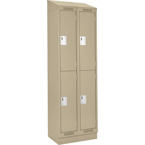 Clean Line Lockers, 2 -tier, Bank of 2, 24" x 18" x 82", Steel, Beige, Rivet (Assembled) Dufferin Supply