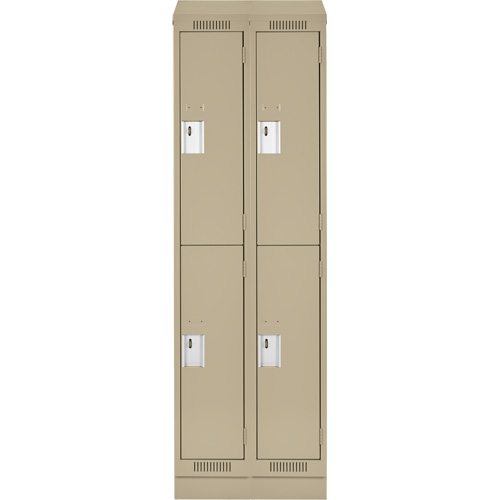 Clean Line Lockers, 2 -tier, Bank of 2, 24" x 18" x 82", Steel, Beige, Rivet (Assembled) Dufferin Supply