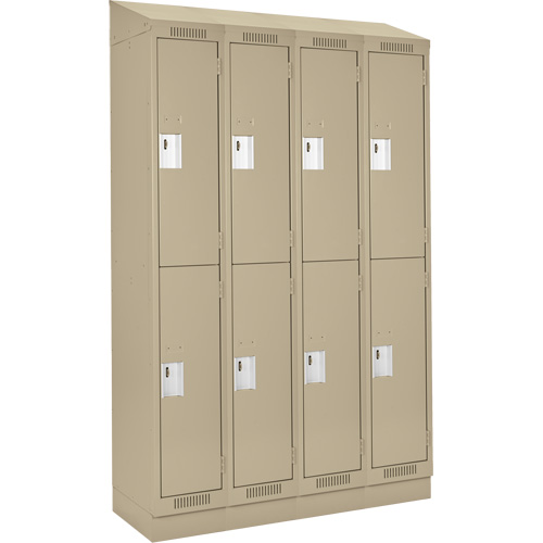Clean Line Lockers, 2 -tier, Bank of 4, 48" x 18" x 82", Steel, Beige, Rivet (Assembled) Dufferin Supply
