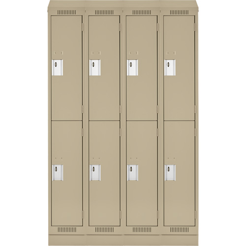Clean Line Lockers, 2 -tier, Bank of 4, 48" x 18" x 82", Steel, Beige, Rivet (Assembled) Dufferin Supply