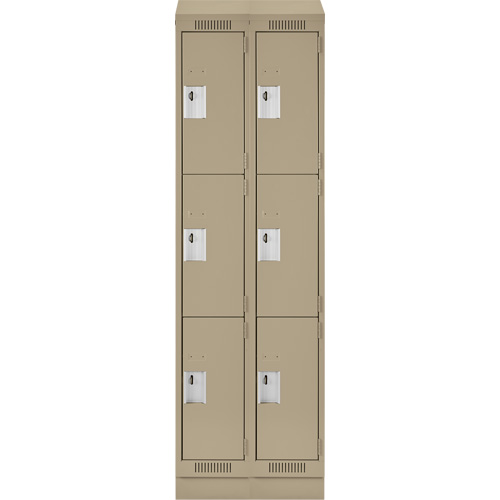 Clean Line Lockers, 3 -tier, Bank of 2, 24" x 18" x 82", Steel, Beige, Rivet (Assembled) Dufferin Supply