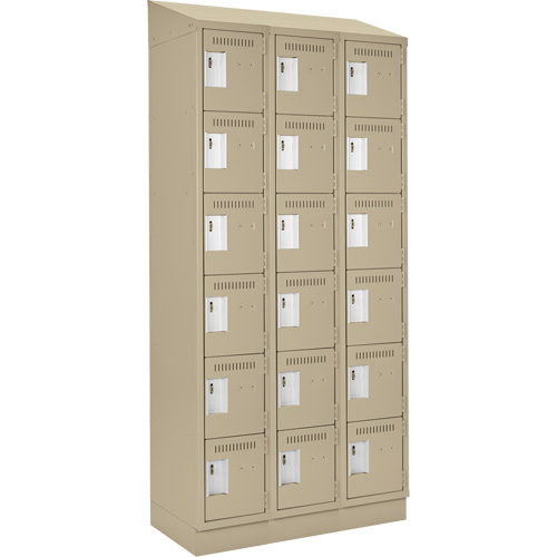 Clean Line Lockerette , 6 -tier, Bank of 3, 36" x 18" x 82", Steel, Beige, Rivet (Assembled) Dufferin Supply
