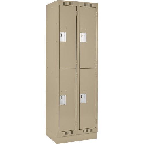 Clean Line Lockers, 2 -tier, Bank of 2, 24" x 18" x 76", Steel, Beige, Rivet (Assembled) Dufferin Supply