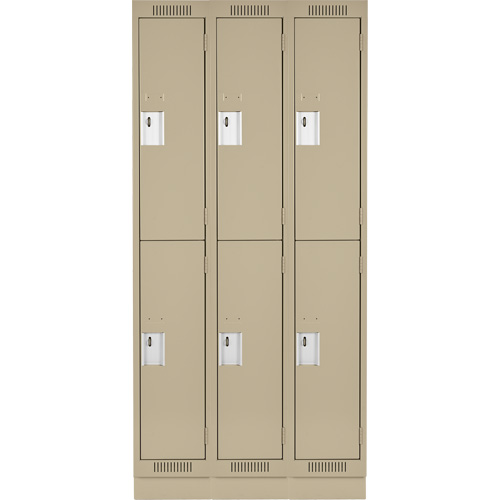 Clean Line Lockers, 2 -tier, Bank of 3, 36" x 18" x 76", Steel, Beige, Rivet (Assembled) Dufferin Supply