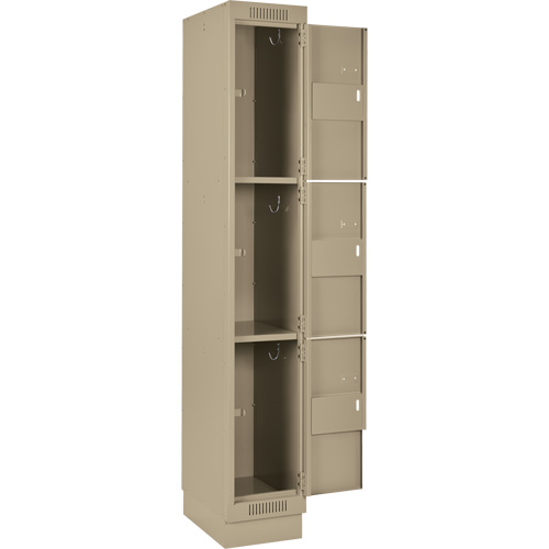 Clean Line Lockers, 3 -tier, Bank of 4, 48" x 18" x 76", Steel, Beige, Rivet (Assembled) Dufferin Supply