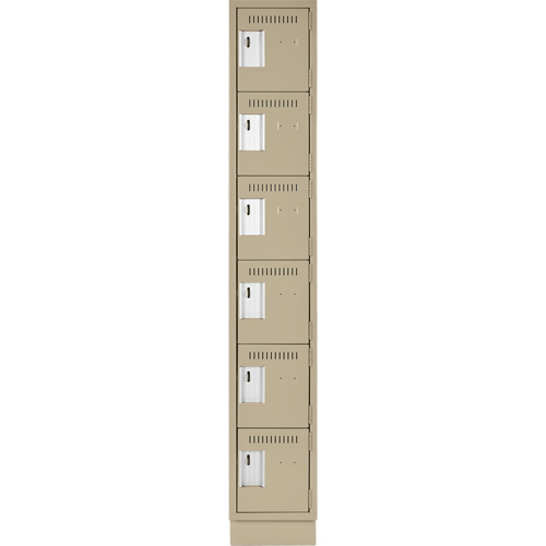 Clean Line Lockerette, 6 -tier, 12" x 18" x 76", Steel, Beige, Rivet (Assembled) Dufferin Supply