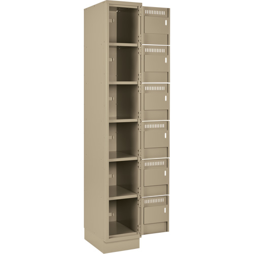 Clean Line Lockerette, 6 -tier, Bank of 2, 24" x 18" x 76", Steel, Beige, Rivet (Assembled) Dufferin Supply