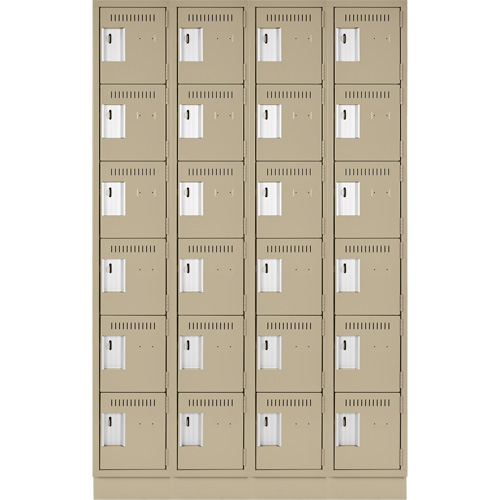 Clean Line Lockerette, 6 -tier, Bank of 4, 48" x 18" x 76", Steel, Beige, Rivet (Assembled) Dufferin Supply