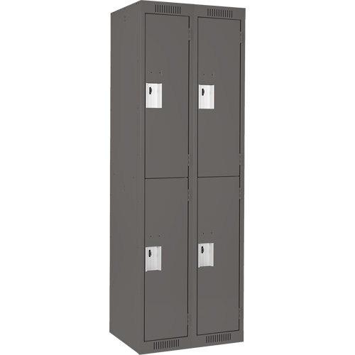 Clean Line Lockers, 2 -tier, Bank of 2, 24" x 18" x 72", Steel, Charcoal, Rivet (Assembled) Dufferin Supply