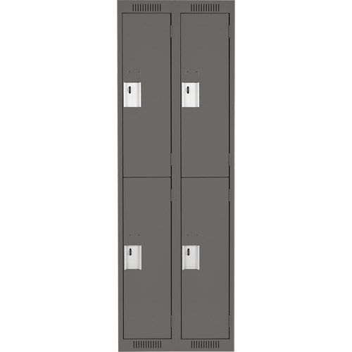 Clean Line Lockers, 2 -tier, Bank of 2, 24" x 18" x 72", Steel, Charcoal, Rivet (Assembled) Dufferin Supply