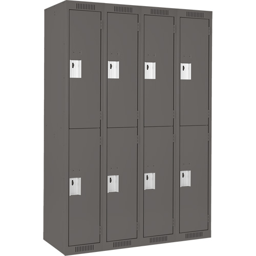 Clean Line Lockers, 2 -tier, Bank of 4, 48" x 18" x 72", Steel, Charcoal, Rivet (Assembled) Dufferin Supply