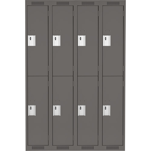 Clean Line Lockers, 2 -tier, Bank of 4, 48" x 18" x 72", Steel, Charcoal, Rivet (Assembled) Dufferin Supply