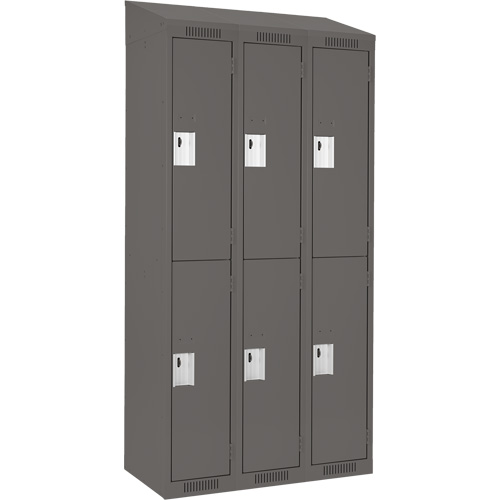 Clean Line Lockers, 2 -tier, Bank of 3, 36" x 18" x 78", Steel, Charcoal, Rivet (Assembled) Dufferin Supply