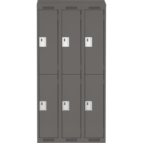 Clean Line Lockers, 2 -tier, Bank of 3, 36" x 18" x 78", Steel, Charcoal, Rivet (Assembled) Dufferin Supply