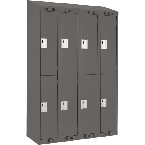Clean Line Lockers, 2 -tier, Bank of 4, 48" x 18" x 78", Steel, Charcoal, Rivet (Assembled) Dufferin Supply