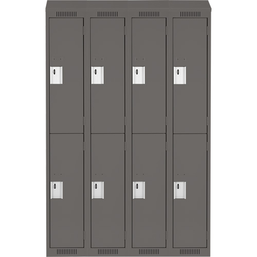 Clean Line Lockers, 2 -tier, Bank of 4, 48" x 18" x 78", Steel, Charcoal, Rivet (Assembled) Dufferin Supply