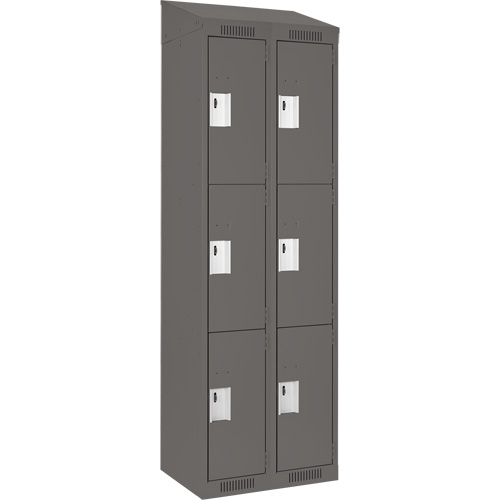 Clean Line Lockers, 3 -tier, Bank of 2, 24" x 18" x 78", Steel, Charcoal, Rivet (Assembled) Dufferin Supply