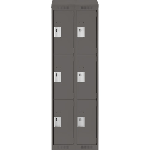 Clean Line Lockers, 3 -tier, Bank of 2, 24" x 18" x 78", Steel, Charcoal, Rivet (Assembled) Dufferin Supply