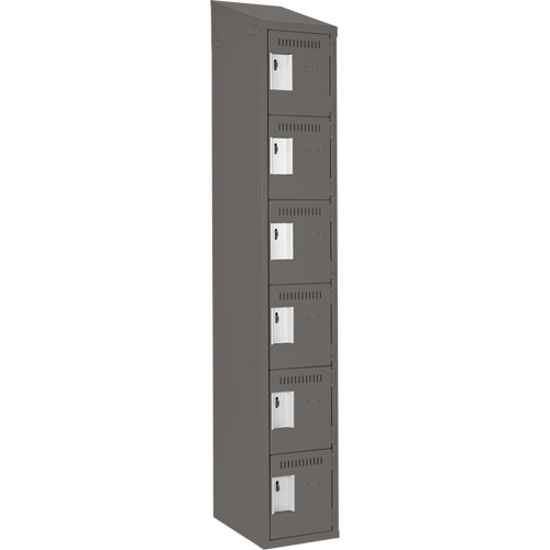 Clean Line Lockerette, 6 -tier, 12" x 18" x 78", Steel, Charcoal, Rivet (Assembled) Dufferin Supply