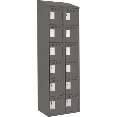 Clean Line Lockerette, 6 -tier, Bank of 2, 24" x 18" x 78", Steel, Charcoal, Rivet (Assembled) Dufferin Supply