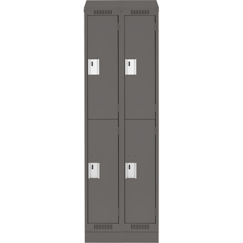 Clean Line Lockers, 2 -tier, Bank of 2, 24" x 18" x 82", Steel, Charcoal, Rivet (Assembled) Dufferin Supply