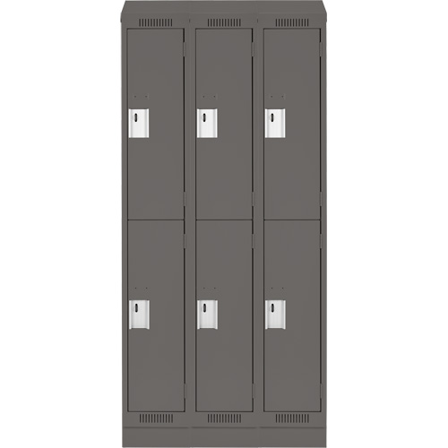 Clean Line Lockers, 2 -tier, Bank of 3, 36" x 18" x 82", Steel, Charcoal, Rivet (Assembled) Dufferin Supply