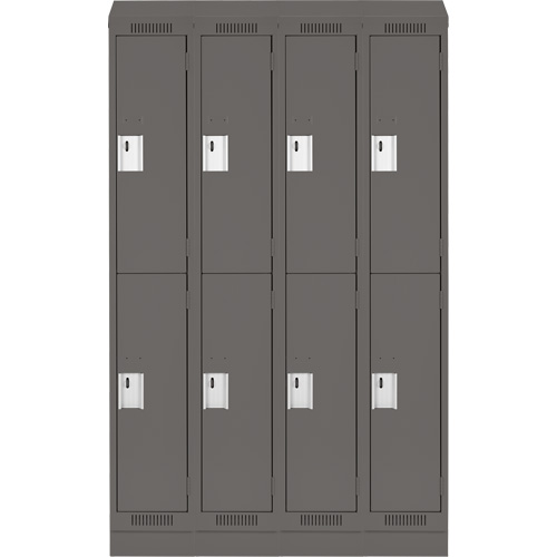 Clean Line Lockers, 2 -tier, Bank of 4, 48" x 18" x 82", Steel, Charcoal, Rivet (Assembled) Dufferin Supply