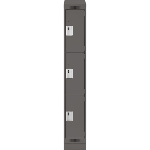 Clean Line Lockers, 3 -tier, 12" x 18" x 82", Steel, Charcoal, Rivet (Assembled) Dufferin Supply