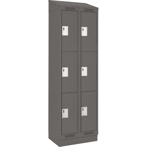 Clean Line Lockers, 3 -tier, Bank of 2, 24" x 18" x 82", Steel, Charcoal, Rivet (Assembled) Dufferin Supply