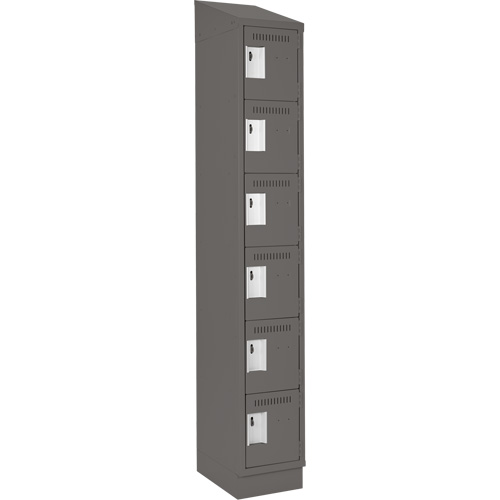 Clean Line Lockerette, 6 -tier, 12" x 18" x 82", Steel, Charcoal, Rivet (Assembled) Dufferin Supply